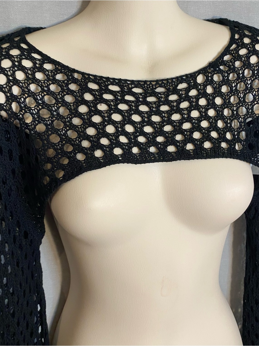 Cider Black Crochet Openwork Crop Top